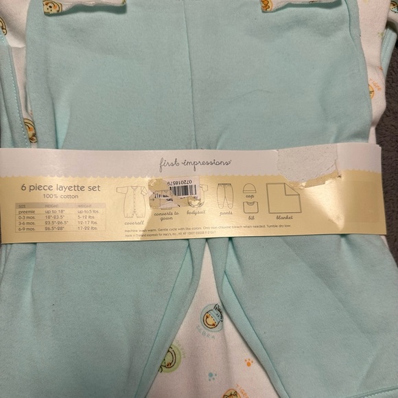 NWT First Impressions 6-piece 100 percent cotton layette set - 0 to 3 months - Picture 4 of 4